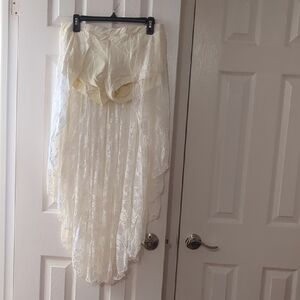 Balera Cream Asymmetrical High-Low Maxi Skirt